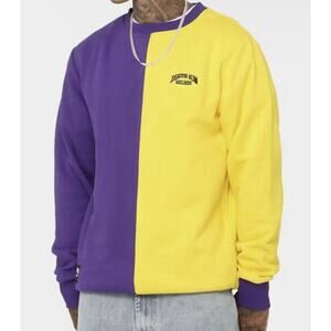 DEATH ROW  HALF HALF CREW NECK PULLOVER LOS ANGELES LAKERS PURPLE AND YELLOW 3XL